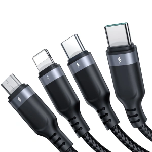 Buy Joyroom S-1T4018A18 4w1 USB-A/2x USB-C - Lightning - microUSB Cable 1.2m black - JYR776 - {ean13} - Home Screen Store Europe