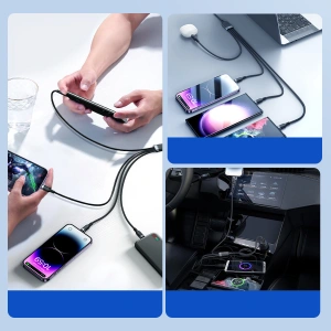 Buy Joyroom S-1T4018A18 4w1 USB-A/2x USB-C - Lightning - microUSB Cable 1.2m black - JYR776 - {ean13} - Home Screen Store Europe
