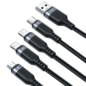 Buy Joyroom S-1T4018A18 4w1 USB-A/USB-C - 2x Lightning - microUSB Cable 1.2m black - JYR777 - {ean13} - Home Screen Store Europe