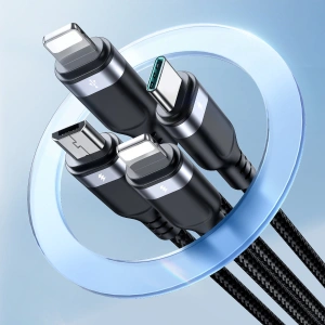 Buy Joyroom S-1T4018A18 4w1 USB-A/USB-C - 2x Lightning - microUSB Cable 1.2m black - JYR777 - {ean13} - Home Screen Store Europe