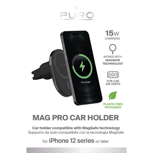 Kup Automobilový držák s bezdrátovou nabíječkou MagSafe PURO MagPro Car Holder (černý) - PUR722 - {ean13} - Sklep Home Screen