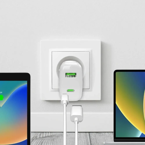 Kup PURO MiniPro Încărcător de perete GaN USB-C/USB-A 65W PD (alb) - PUR723 - {ean13} - Sklep Home Screen
