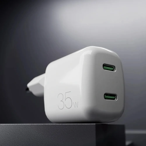 Kup PURO MiniPro Încărcător de perete GaN 2x USB-C 35W PD (alb) - PUR724 - {ean13} - Sklep Home Screen