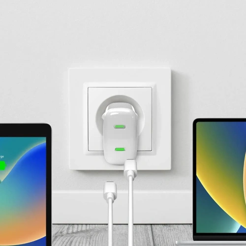 Kup PURO MiniPro Încărcător de perete GaN 2x USB-C 35W PD (alb) - PUR724 - {ean13} - Sklep Home Screen