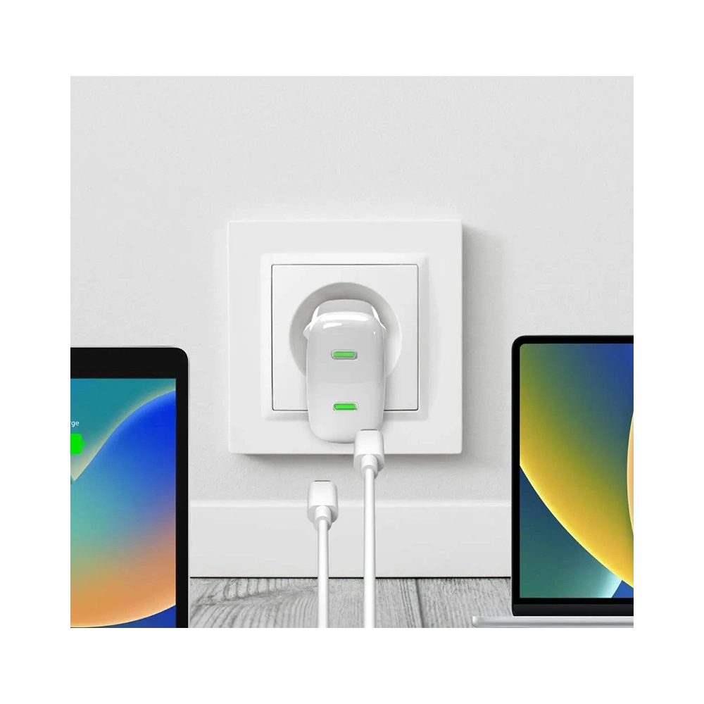Ładowarka sieciowa PURO MiniPro Wall Charger GaN 2x USB-C 35W PD (biały)