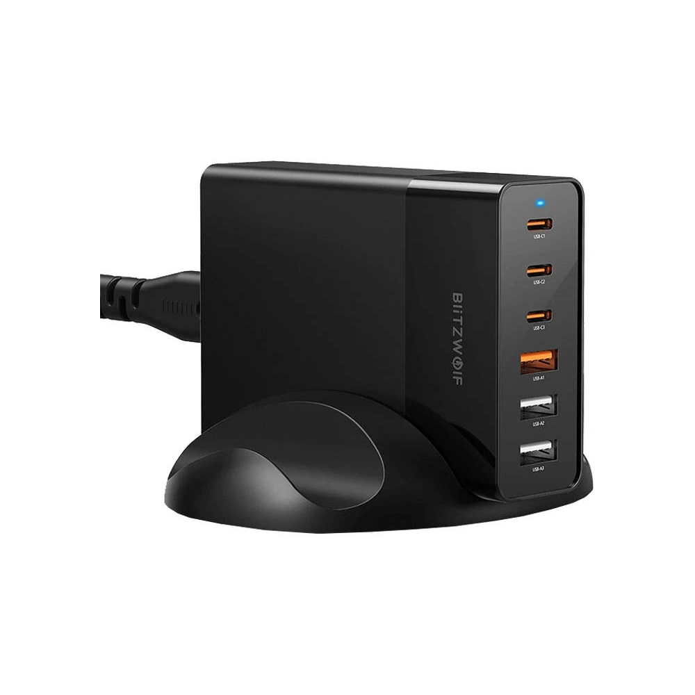 Ładowarka sieciowa Blitzwolf BW-S25 3xUSB-A + 3xUSB-C, 75W (czarna)