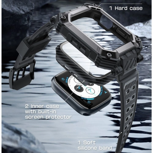 Kup Set mit Case + Glas Supcase Unicorn Beetle Pro Apple Watch 4/5/6/7/SE/8/9 44/45mm Schwarz - SPC367 - {ean13} - Sklep Home Screen
