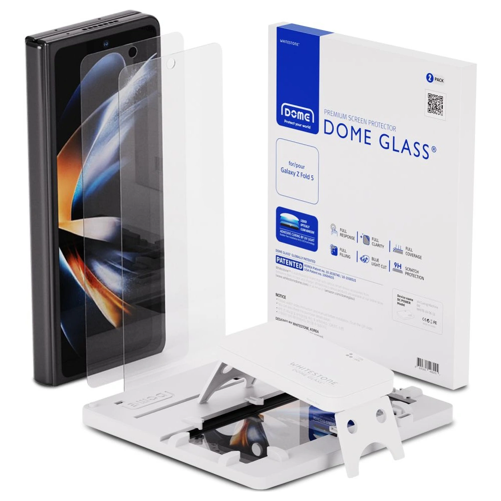 Szkło hartowane z klejem UV Whitestone Dome Glass Samsung Galaxy Z Fold 5 Clear [2 PACK]