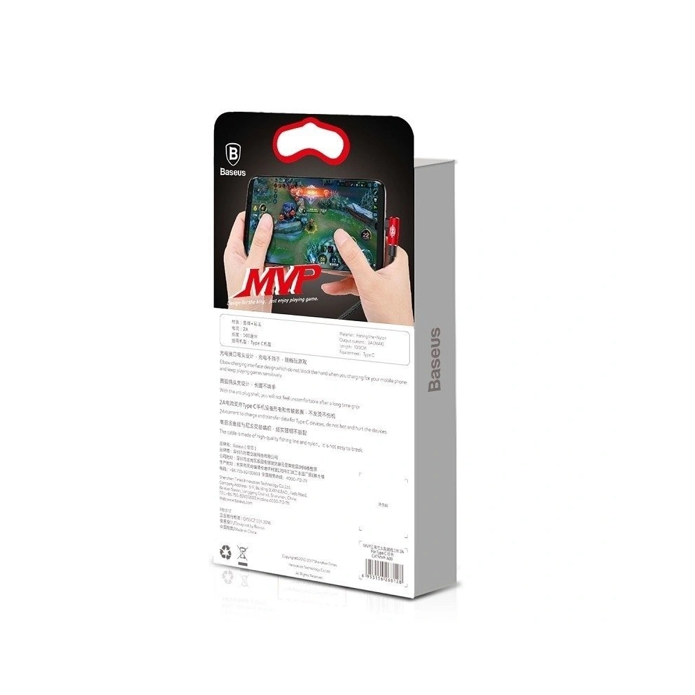 Kabel Baseus USB Type-C MVP 1m 2A - czerwony