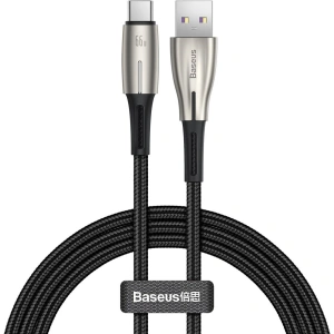 Baseus Kabel in Wassertropfenform USB-A/USB-C LED 66W 6A 1m (schwarz)
