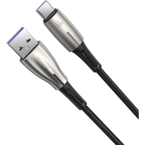 Baseus Kabel in Wassertropfenform USB-A/USB-C LED 66W 6A 1m (schwarz)
