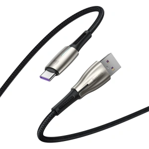 Baseus Kabel in Wassertropfenform USB-A/USB-C LED 66W 6A 1m (schwarz)