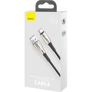 Baseus Kabel in Wassertropfenform USB-A/USB-C LED 66W 6A 1m (schwarz)