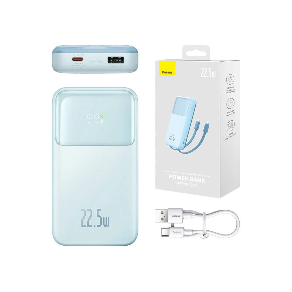 Powerbank Baseus Comet 10000mAh 22.5W + kabel USB-A/USB-C (niebieski)