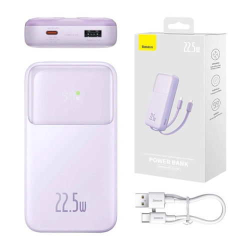 Kup Baseus Powerbank Comet 10000mAh 22.5W + cablu USB-A/USB-C (violet) - BSU4533 - {ean13} - Sklep Home Screen