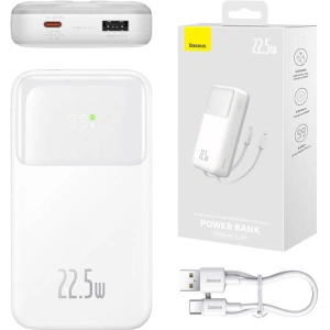 Powerbank Baseus Comet 20000mAh 22.5W + kabel USB-A/USB-C (biały)
