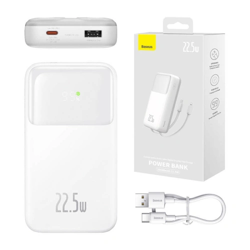 Kup Powerbank Baseus Comet 20000mAh 22.5W + kabel USB-A/USB-C (bílý) - BSU4535 - {ean13} - Sklep Home Screen