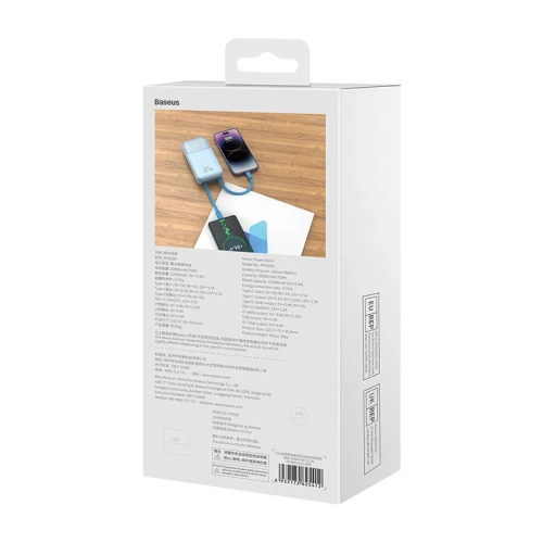 Kup Powerbank Baseus Comet 20000mAh 22.5W + kabel USB-A/USB-C (modrý) - BSU4536 - {ean13} - Sklep Home Screen