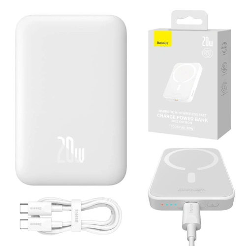 Kup Powerbank Baseus Magnetic Mini 6000mAh 20W (fehér) - BSU4543 - {ean13} - Sklep Home Screen