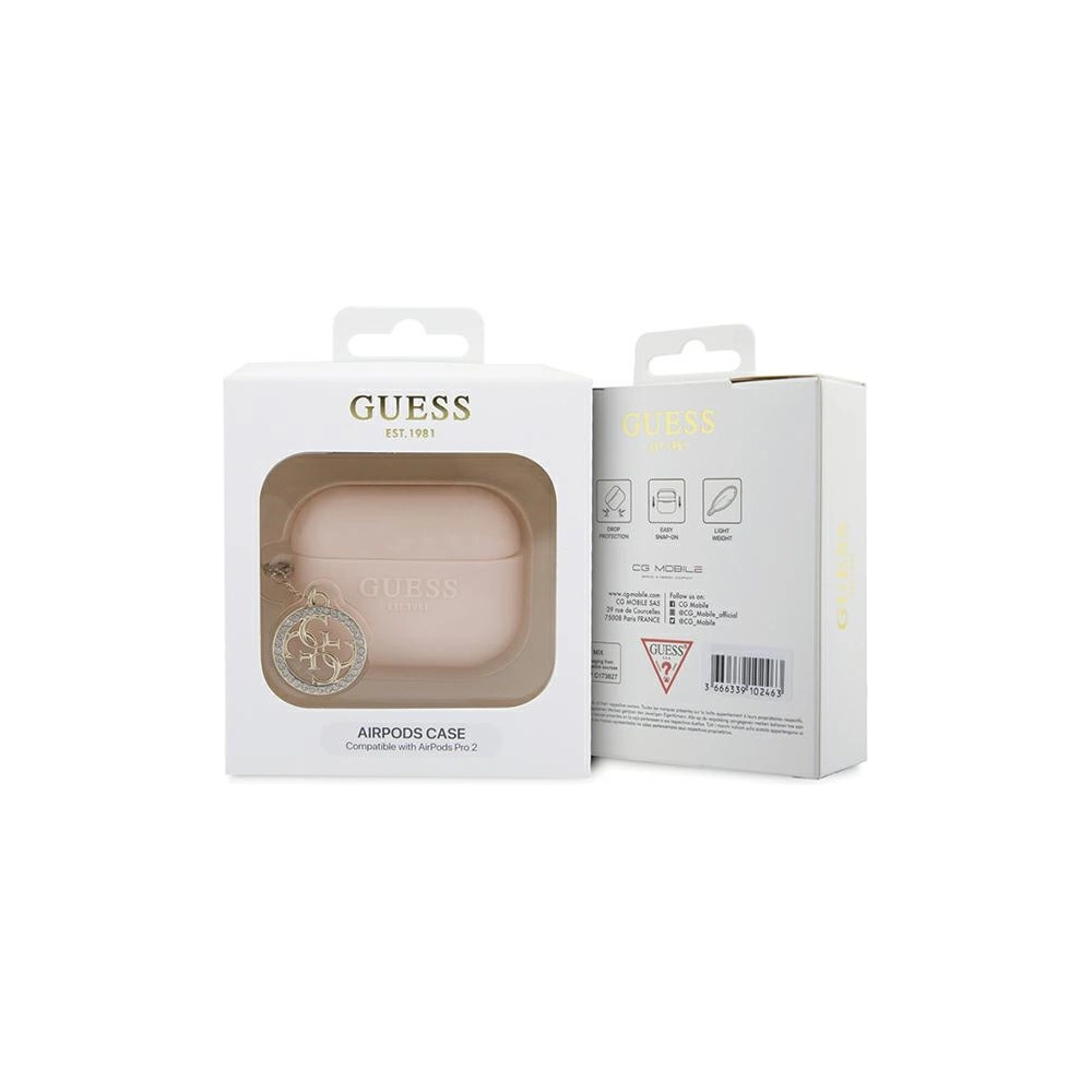 Etui Guess GUAP23DSLGHDP Apple AirPods Pro 2 cover różowy/pink 3D Rubber 4G Diamond Charm