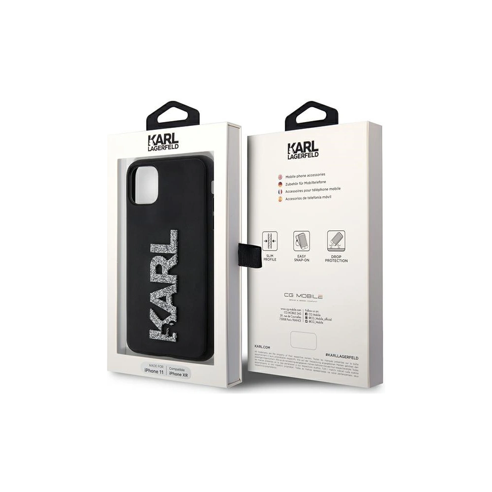 Etui Karl Lagerfeld KLHCN613DMBKCK Apple iPhone 11/XR czarny/black hardcase 3D Rubber Glitter Logo