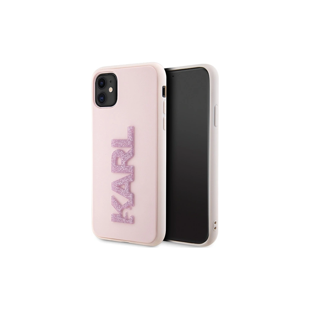 Etui Karl Lagerfeld KLHCN613DMBKCP Apple iPhone 11/XR różowy/pink hardcase 3D Rubber Glitter Logo