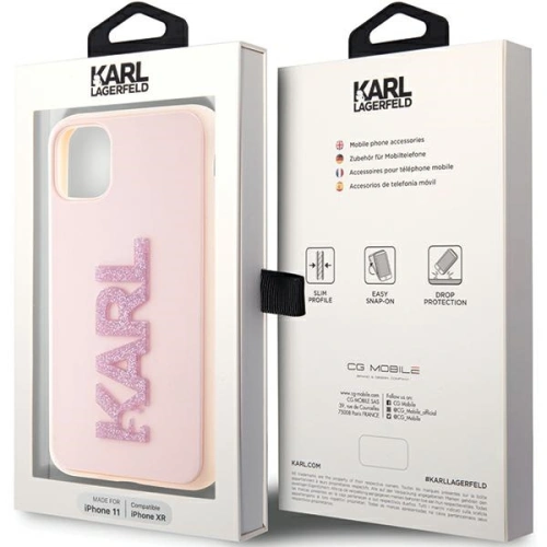 Buy Karl Lagerfeld KLHCN613DMBKCP Apple iPhone 11/XR pink hardcase 3D Rubber Glitter Logo - KLD1605 - {ean13} - Home Screen Store Europe