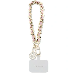 Kup Pasek Guess GUOUCHSAMC4P Universal Hand Strap różowy/pink Saffiano Chain 4G Charm - GUE2684 - {ean13} - Sklep Home Screen