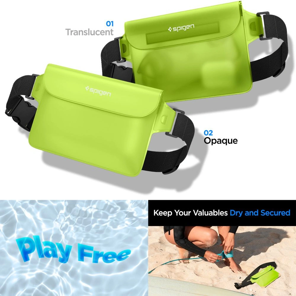 Etui wodoszczelne Spigen A620 Universal Waterproof Waist Bag Cactus Green [2 PACK]