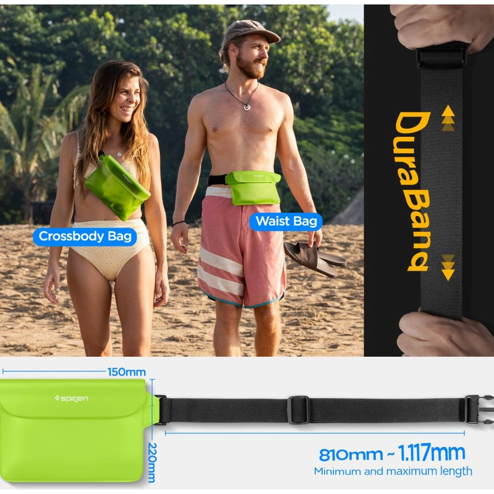 Etui wodoszczelne Spigen A620 Universal Waterproof Waist Bag Cactus Green [2 PACK]