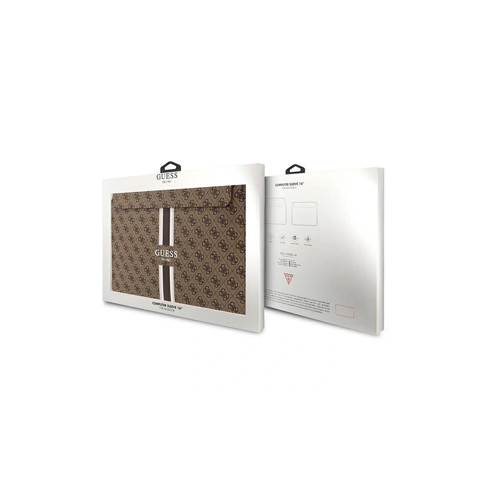 Etui Guess Sleeve GUCS16P4RPSW 16 cali brązowy/brown 4G Printed Stripes