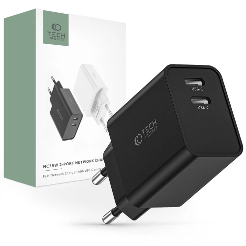 Kup Tech-Protect Netzwerk-Ladegerät C35W 2-Port Netzwerk-Ladegerät PD 35W Schwarz - THP2186 - {ean13} - Sklep Home Screen