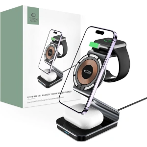 Kup Ładowarka bezprzewodowa Tech-Protect Qi15W-A29 3in1 Magnetic MagSafe Wireless Charger Black - THP2187 - {ean13} - Sklep Home Screen
