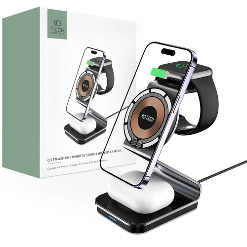 Kup Tech-Protect Încărcător wireless Qi15W-A29 3in1 Magnetic MagSafe Wireless Charger Negru - THP2187 - {ean13} - Sklep Home Screen