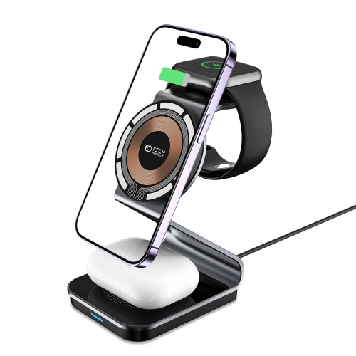 Buy Tech-Protect Qi15W-A29 3in1 Magnetic MagSafe Wireless Charger Black - THP2187 - {ean13} - Home Screen Store Europe