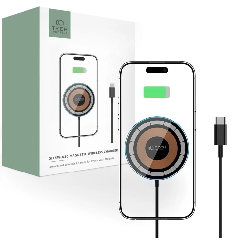 Kup Tech-Protect Kabelloses Ladegerät Qi15W-A30 Magnetic Magsafe Wireless Charger Schwarz - THP2188 - {ean13} - Sklep Home Screen