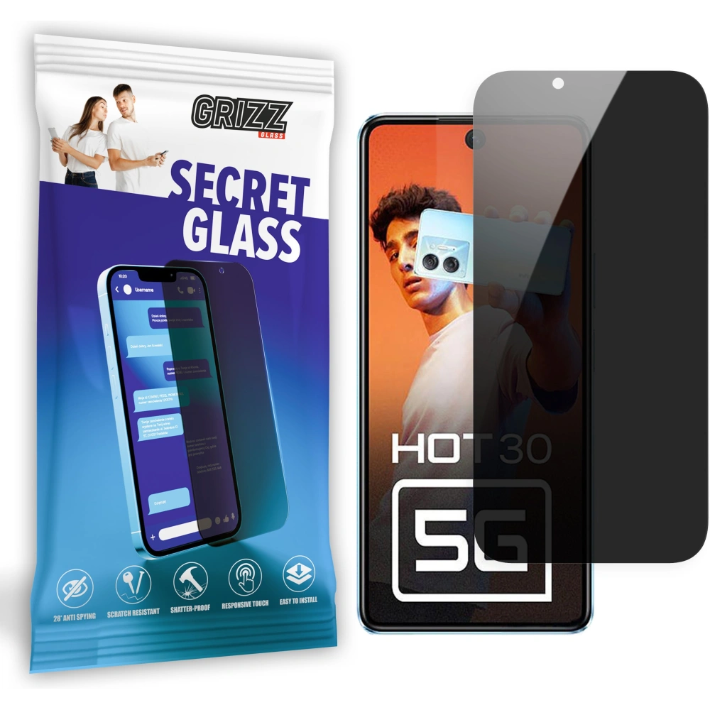 Matowe szkło prywatyzujące GrizzGlass SecretGlass do Infinix Hot 30 5G