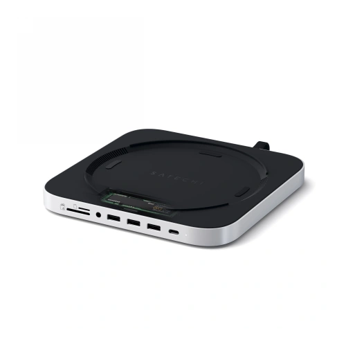 Buy Satechi Aluminum SSD Hub for Apple Mac Mini with USB-C, 3x USB-A, micro/SD card reader, jack - STH73 - {ean13} - Home Screen Store Europe