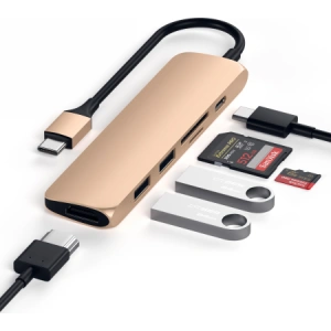Buy Satechi Adapter V2 for mobile devices USB-C PD, 2x USB-A, 4K HDMI, micro SD card reader - STH78 - {ean13} - Home Screen Store Europe