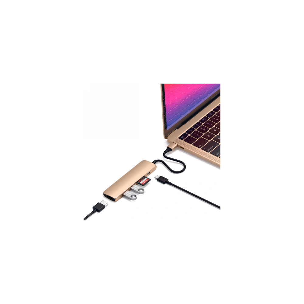 Hub Satechi Adapter V2 do urządzeń mobilnych USB-C PD, 2x USB-A, 4K HDMI, czytnik kart micro SD