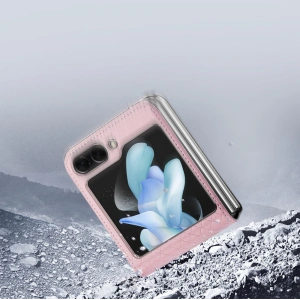Kup Etui Samsung Galaxy Z Flip 5 5G kožené s klopnou peněženkový obal na zadní stranu Dux Ducis Bril růžové - DDS1798 - {ean13} - Sklep Home Screen