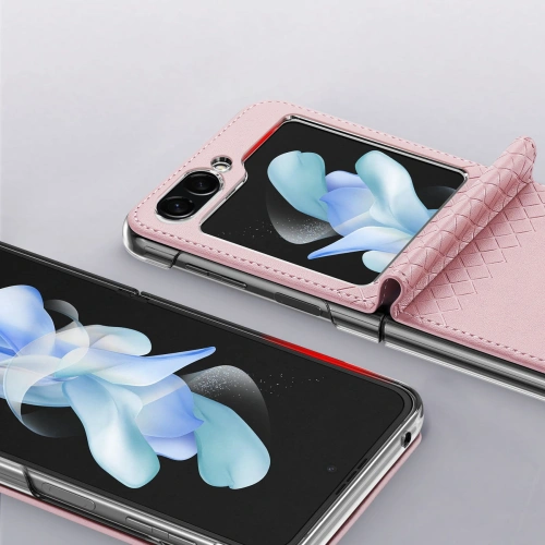 Kup Etui Samsung Galaxy Z Flip 5 5G kožené s klopnou peněženkový obal na zadní stranu Dux Ducis Bril růžové - DDS1798 - {ean13} - Sklep Home Screen