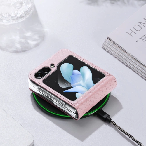 Kup Samsung Fall Galaxy Z Flip 5 5G Leder mit Klappe Brieftasche zurück Abdeckung Dux Ducis Bril rosa - DDS1798 - {ean13} - Sklep Home Screen
