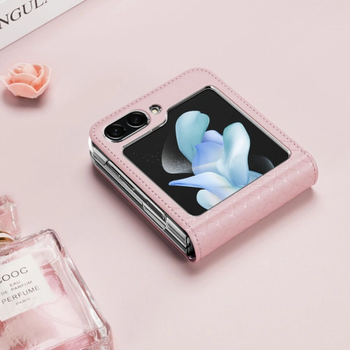 Kup Etui Samsung Galaxy Z Flip 5 5G kožené s klopnou peněženkový obal na zadní stranu Dux Ducis Bril růžové - DDS1798 - {ean13} - Sklep Home Screen
