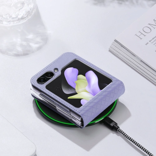 Kup Samsung Fall Galaxy Z Flip 5 5G Leder mit Klappe Brieftasche zurück Abdeckung Dux Ducis Bril lila - DDS1799 - {ean13} - Sklep Home Screen