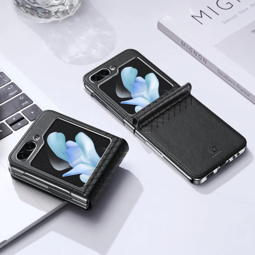 Kup Samsung Fall Galaxy Z Flip 5 5G Leder mit Klappe Brieftasche zurück Abdeckung Dux Ducis Bril schwarz - DDS1800 - {ean13} - Sklep Home Screen
