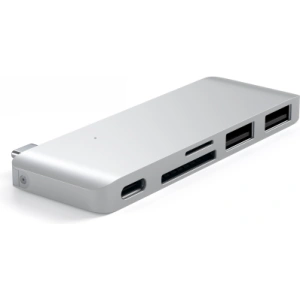 Kup Satechi Hub Typ-C USB-Pass-Through für mobile Geräte USB-C 60W, 2x USB-A, micro/SD-Kartenleser silber - STH83 - {ean13} - Sklep Home Screen