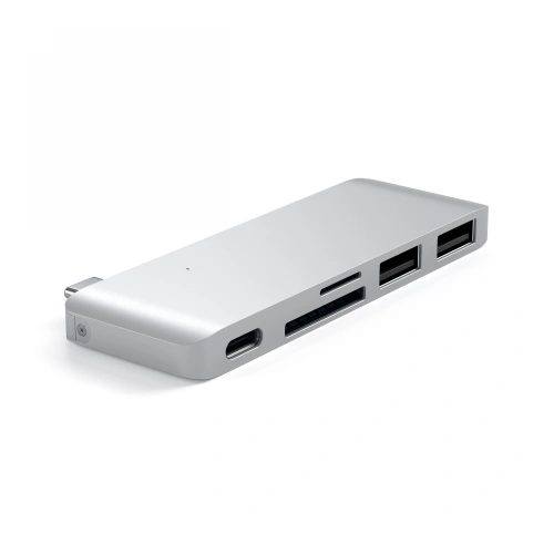 Kup Hub Satechi Type-C USB Pass-through pentru dispozitive mobile USB-C 60W, 2x USB-A, cititor de carduri micro/SD argintiu - STH83 - {ean13} - Sklep Home Screen