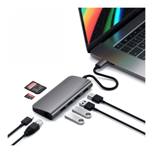 Buy Satechi TYPE-C Multi-Port 4K Ethernet Adapter for mobile devices USB-C 60W, 3xUSB-A, 4K HDMI - STH85 - {ean13} - Home Screen Store Europe