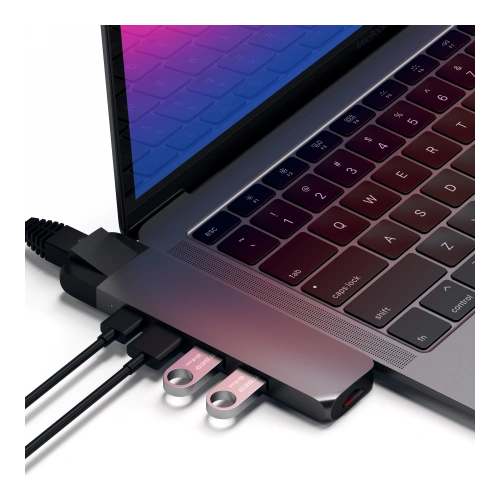Kup Satechi Hub Typ-C Pro mit dualem USB-C für MacBook USB-C, PD, 87W, 2x USB-A, HDMI 4K, micro/SD-Kartenleser - STH87 - {ean13} - Sklep Home Screen